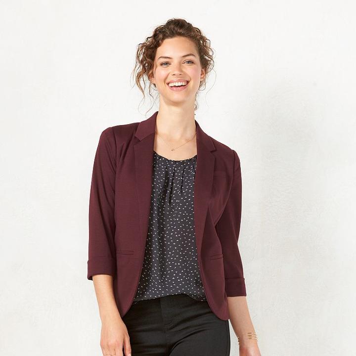 Women's Lc Lauren Conrad Ponte Blazer, Size: 14, Red