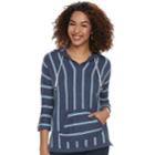 Women's Sonoma Goods For Life&trade; Striped Baja Hooded Sweatshirt, Size: Large, Dark Blue