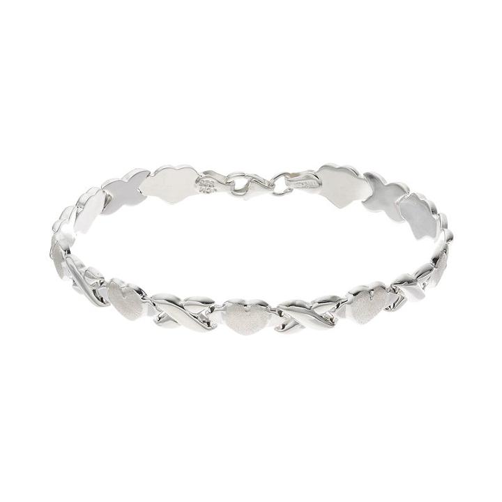Silver Classics Sterling Silver Heart Link Bracelet, Women's, Size: 7.5