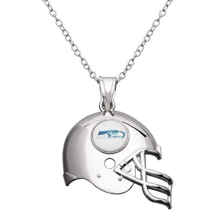 Seattle Seahawks Sterling Silver Helmet Pendant Necklace, Women's, Size: 18