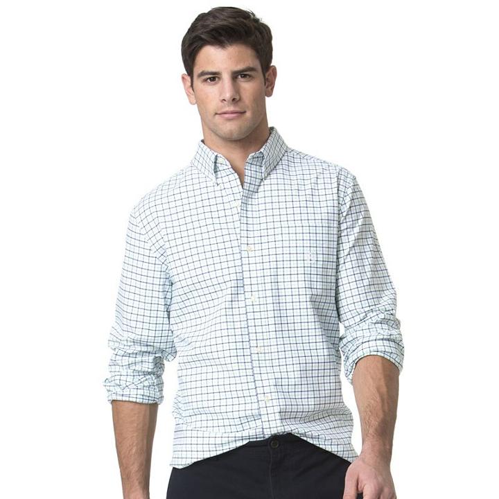Chaps, Men's Classic-fit Plaid Stretch Oxford Button-down Shirt, Size: Large, Green