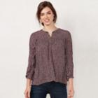 Women's Lc Lauren Conrad Printed Ruffle Sleeve Blouse, Size: Large, Purple