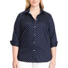 Plus Size Chaps Striped No-iron Broadcloth Shirt, Women's, Size: 2xl, Blue (navy)
