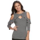 Juniors' Candie's&reg; Cold-shoulder Ruffle Top, Teens, Size: Xl, Dark Grey