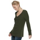 Women's Sonoma Goods For Life&trade; Button Accent V-neck Sweater, Size: Small, Green