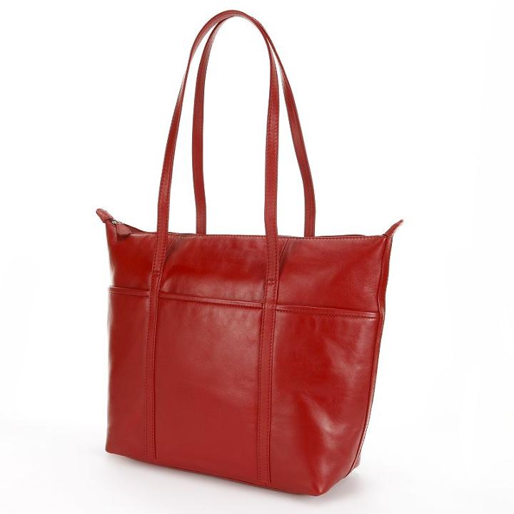 Ili Leather Tote, Women's, Red