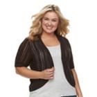 Plus Size Croft & Barrow&reg; Pointelle Shrug, Women's, Size: 3xl, Dark Brown