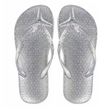 Girls 4-16 Elli By Capelli Glitter Jelly Flip Flops, Size: 3/4, Grey