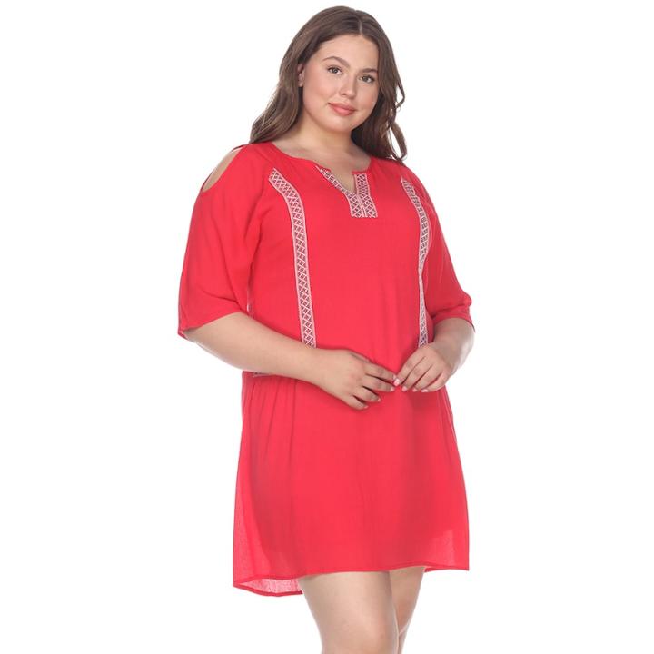 Plus Size White Mark Cold-shoulder Dress, Women's, Size: 3xl, Red