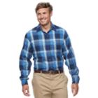 Big & Tall Izod Harbor Plaid Classic-fit Twill Button-down Shirt, Men's, Size: Xl Tall, Blue (navy)