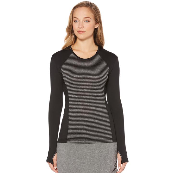 Women's Grand Slam Golf Performance Striped Long Sleeve Top, Size: Small, Oxford