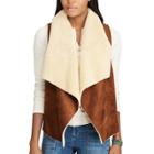 Women's Chaps Faux Shearling Open-front Vest, Size: Small, Brown