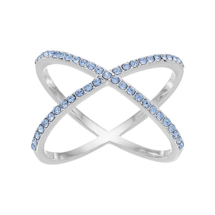 Brilliance X Ring With Swarovski Crystals, Women's, Size: 8, Blue