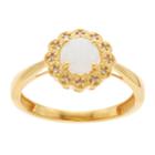 18k Rose Gold Over Silver Lab-created Opal Flower Ring, Women's, Size: 7, White