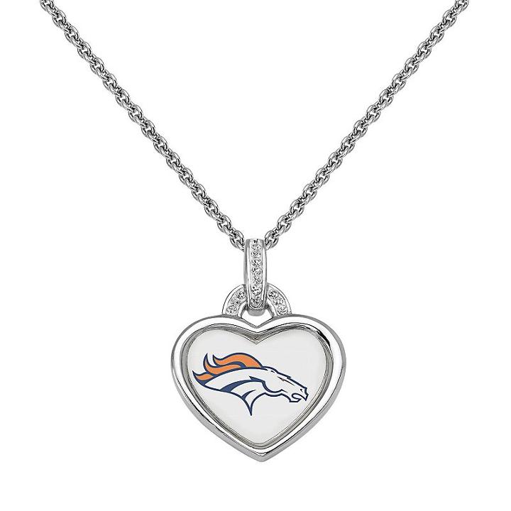 Denver Broncos Heart Pendant Necklace, Women's, Size: 18, White