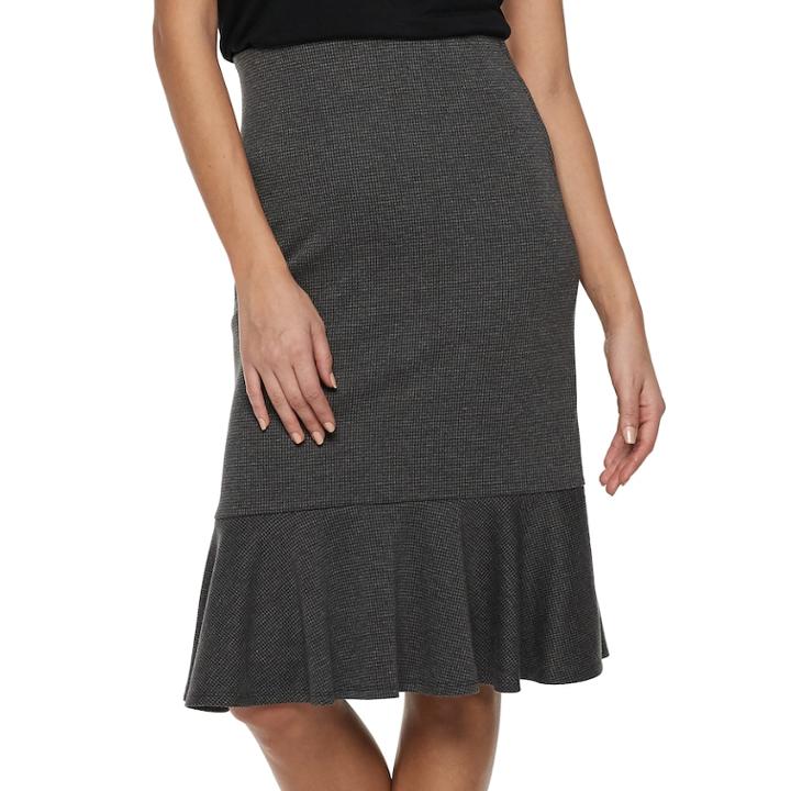 Women's Apt. 9 Tummy Control Ruffle Hem Skirt, Size: Small, Black