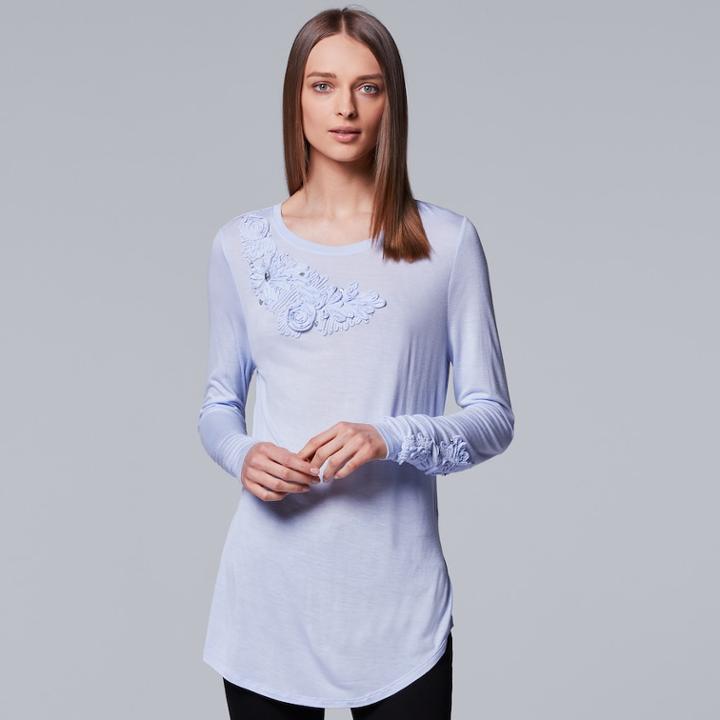 Women's Simply Vera Vera Wang Embellished Soutache Tee, Size: Xl, Brt Purple