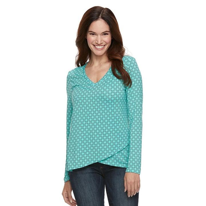 Petite Croft & Barrow&reg; Print High-low Top, Women's, Size: L Petite, Brt Blue