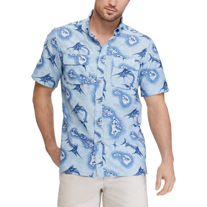 Men's Chaps Classic-fit Performance Woven Button-down Shirt, Size: Large, Blue