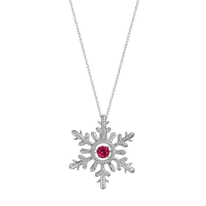 Sterling Silver Lab-created Ruby Snowflake Pendant Necklace, Women's, Size: 18, Red