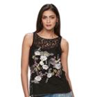 Women's Jennifer Lopez Embroidered Lace Popover Top, Size: Small, Black