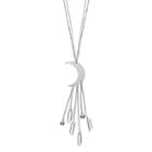 Mudd&reg; Long Star Fringe Crescent Pendant Necklace, Women's, Silver