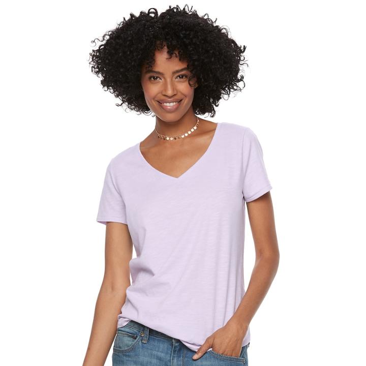 Petite Sonoma Goods For Life&trade; Essential V-neck Tee, Women's, Size: S Petite, Lt Purple
