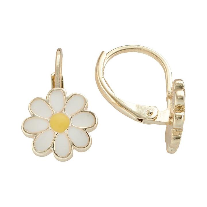 Junior Jewels Brass Daisy Drop Earrings - Kids, Girl's, Yellow