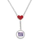 New York Giants Crystal Heart & Logo Y Necklace, Women's, Red
