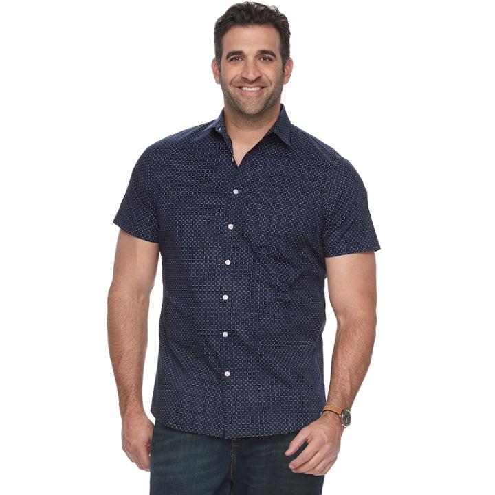 Big & Tall Apt. 9&reg; Premier Flex Plaid Modern-fit Stretch Woven Button-down Shirt, Men's, Size: 3xl Tall, Blue