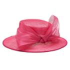 Women's Bow Boater Hat, Dark Pink