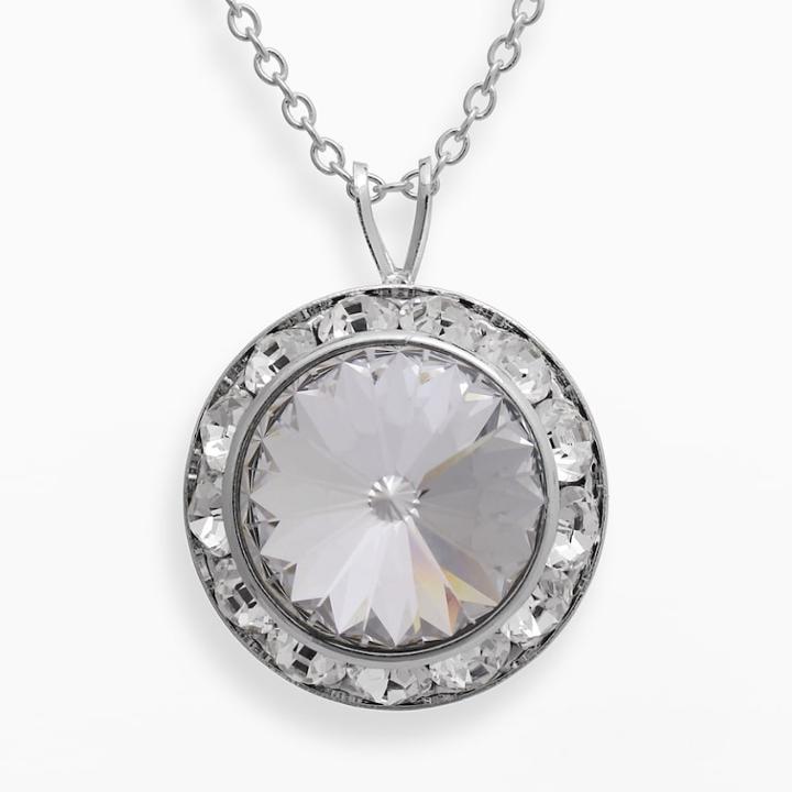Illuminaire Silver-plated Crystal Halo Pendant - Made With Swarovski Crystals, Women's, White
