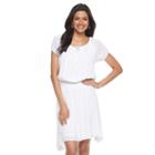 Women's Nina Leonard Gauze Blouson Dress, Size: Small, White