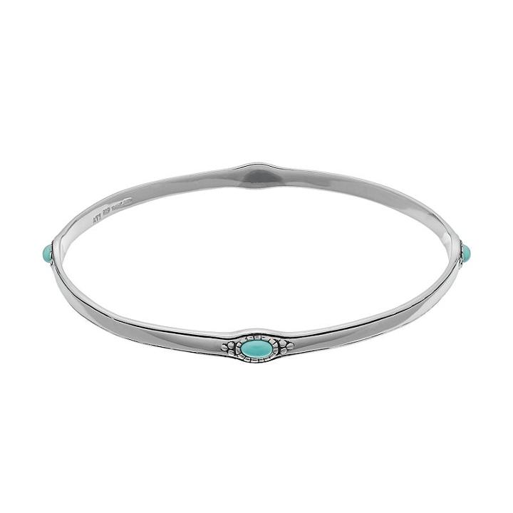 Sterling Silver Simulated Turquoise Bangle Bracelet, Women's, Size: 8
