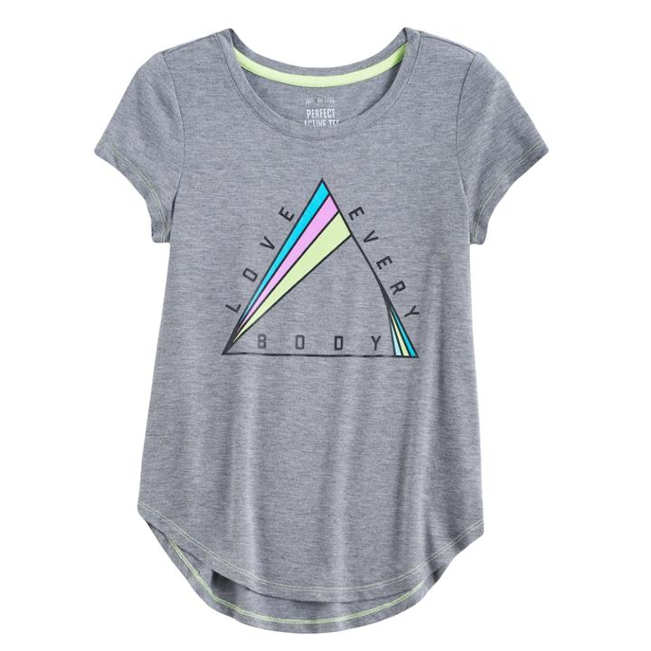 Girls 7-16 So&reg; Performance Graphic Tee, Size: 14, Med Grey