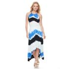 Women's Wdny Black Tie-dye Halter Maxi Dress, Size: Medium, Brt Blue
