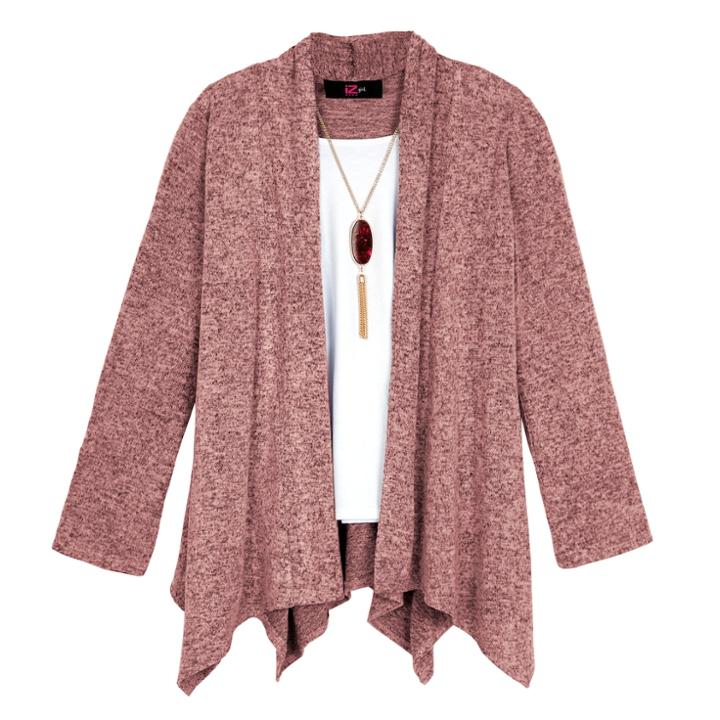 Girls 7-16 & Plus Size Iz Amy Byer Handkerchief Hem Cozy Top With Necklace, Size: Large, Light Pink