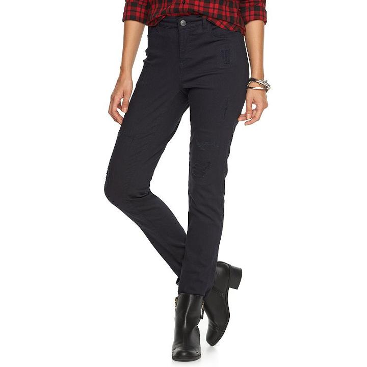 Women's Chaps Skinny Jeans, Size: 2, Black