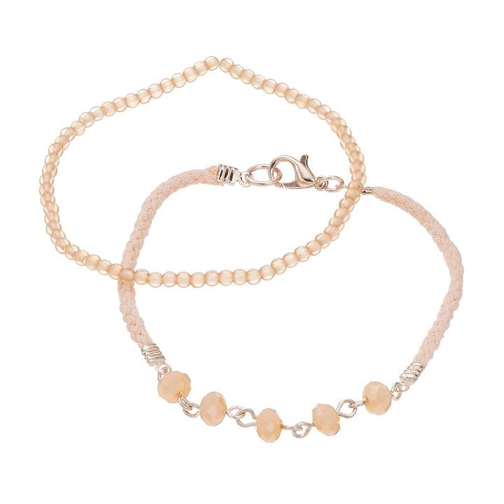 Lc Lauren Conrad Pink Bead & Braided Bracelet Set, Women's