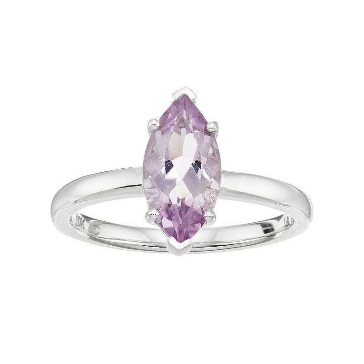 Lc Lauren Conrad 10k White Gold Amethyst Marquise Ring, Women's, Size: 6, Purple