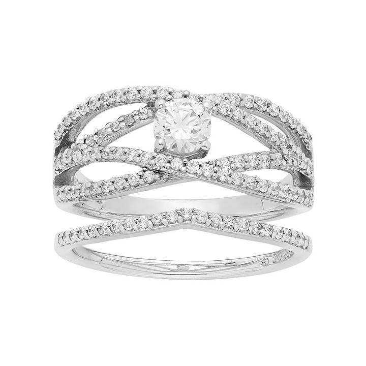 14k White Gold 1 Carat T.w. Igl Certified Diamond Openwork Engagement Ring Set, Women's, Size: 5