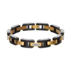 Men's Two Tone Stainless Steel 1/4 Carat T.w. Diamond Bracelet, Size: 8.5, Black
