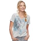 Women's Sonoma Goods For Life&trade; Graphic V-neck Tee, Size: Medium, Light Grey