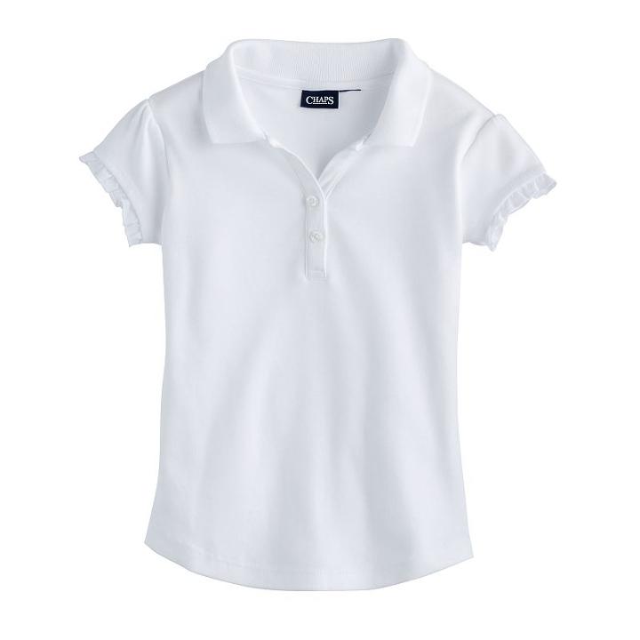 Girls 4-6x Chaps Ruffle Polo Shirt, Size: 4, White