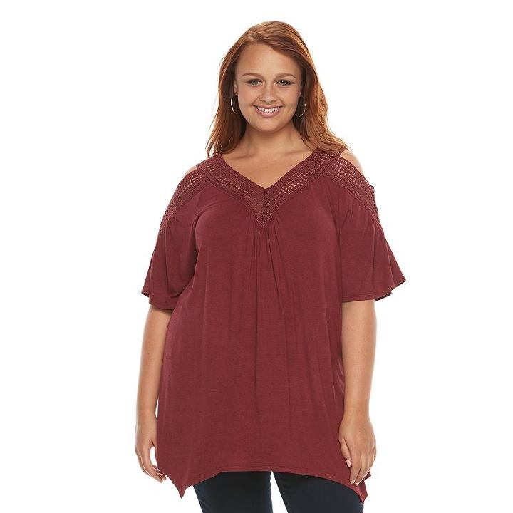 Plus Size French Laundry Cold-shoulder Shark-bite Top, Women's, Size: 3xl, Purple Oth