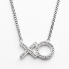 Silver Plate Crystal Xo Necklace, Women's, White