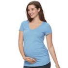 Maternity A:glow Essential Ruched V-neck Tee, Women's, Size: L-mat, Med Blue