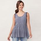 Women's Lc Lauren Conrad Print Lace-trim Tunic Tank, Size: Small, Drk Purple