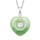 Jade Sterling Silver Love Heart Pendant Necklace, Women's, Size: 18, Green