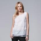 Women's Simply Vera Vera Wang Embroidered Popover Top, Size: Xl, White
